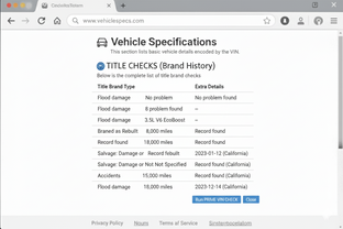 vehicle specification